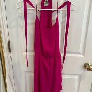 Haute Hippie Fuchsia Silk Halter Dress